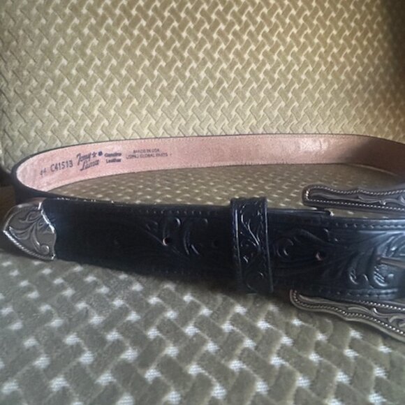 Tony Lama Men's Black Westerly Ride Tooled Leather Western Belt C41513 Size 44 - Picture 6 of 16
